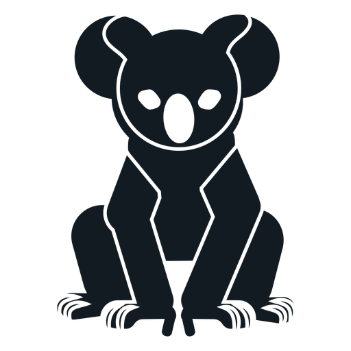 Orelha de coala sentado em forma de garra e nariz em silhueta detalhada
