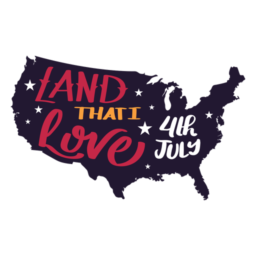 Land that i love 4th july country map star sticker PNG Design