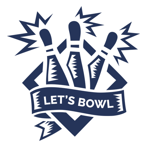 Let's bowl skittle rhomb badge sticker PNG Design