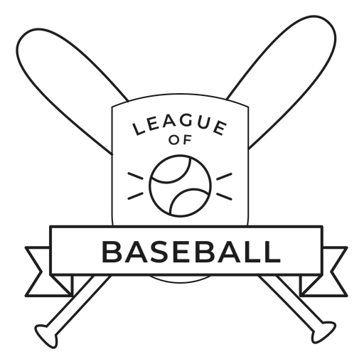 Ligue of baseball bat ball badge stroke PNG Design