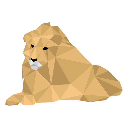 König der Löwen liegend Roar Mähne Low Poly PNG-Design
