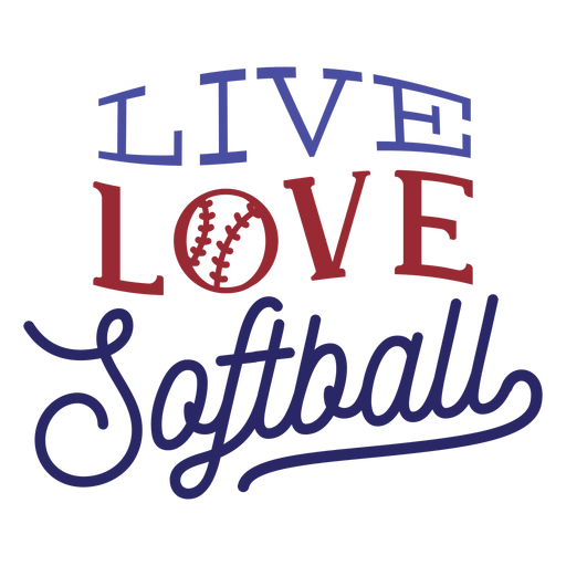 Adesivo de emblema de ponto de bola de softball de amor ao vivo Desenho PNG
