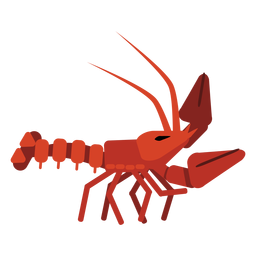 Lobster antenna claw tail rounded flat PNG Design