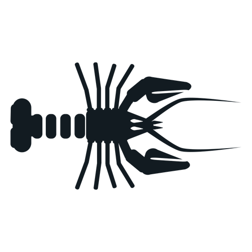Silhueta detalhada do bigode da antena em forma de garra de cauda de lagosta