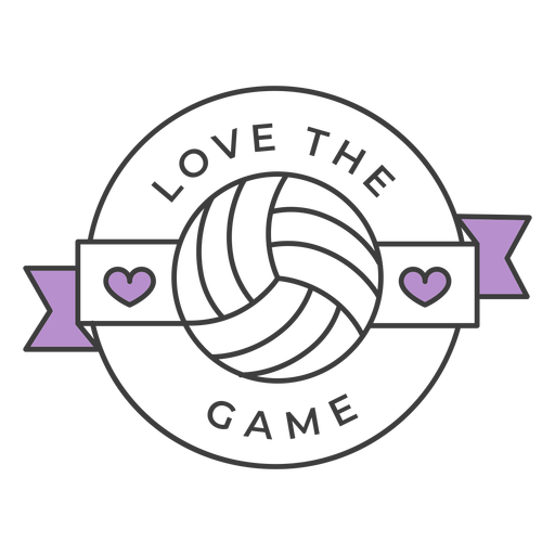 Love the game ball heart colored badge sticker PNG Design