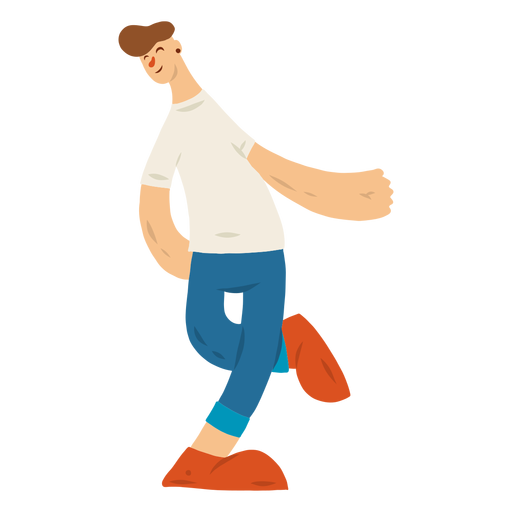 Man t shirt trousers happy dancing flat PNG Design