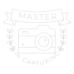 Master in capturing camera lens objective branch badge line PNG Design