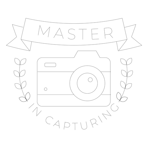 Master in capturing camera lens objective branch badge line PNG Design
