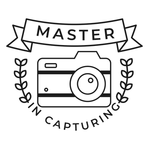 Master in capturing camera lens objective branch badge stroke