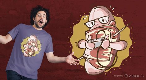 Nerd Bacon Sausage T-shirt Design Nerd Bacon Sausage T-shirt Design