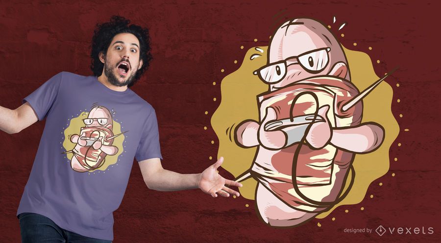Nerd Bacon Sausage T-shirt Design Nerd Bacon Sausage T-shirt Design