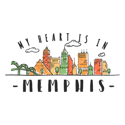 Memphis skyline sticker PNG Design