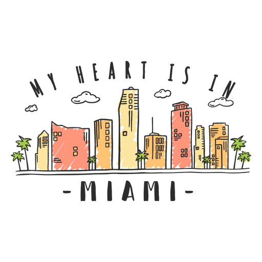 Miami skyline sticker PNG Design