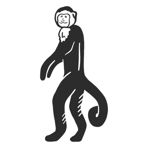 Monkey muzzle tail leg doodle PNG Design