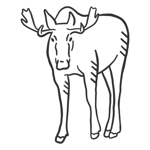 Moose elk muzzle hoof antler doodle PNG Design
