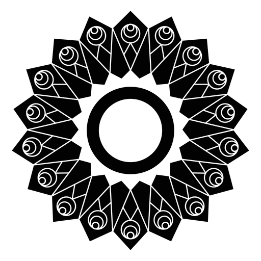Detaillierte Silhouette des Blumenblatts des Mosaikkreises PNG-Design