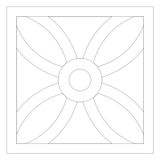 Quadratische Linie des Mosaikblumenblatts PNG-Design