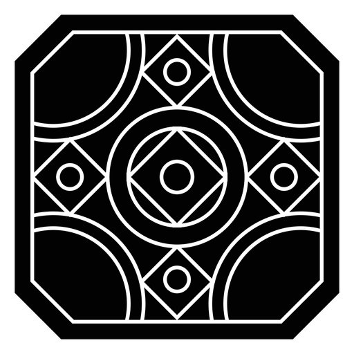Silhueta detalhada do quadrado do círculo do mosaico Desenho PNG