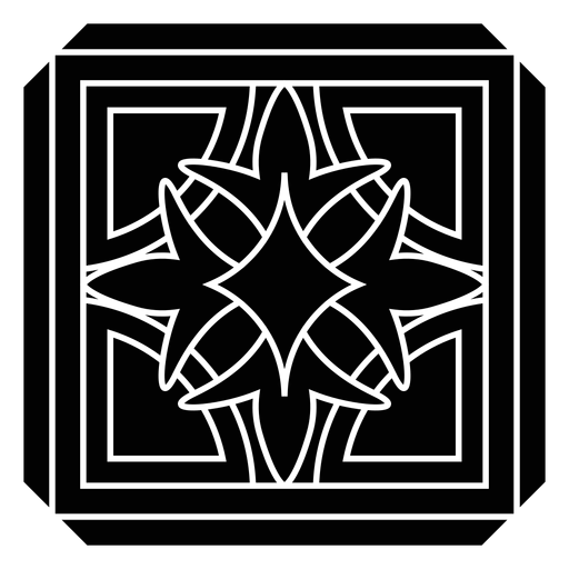 Detaillierte Silhouette der quadratischen Blume des Mosaikblütenblatts PNG-Design