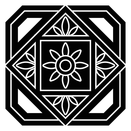 Silhueta detalhada do losango do círculo da flor da pétala do mosaico Desenho PNG
