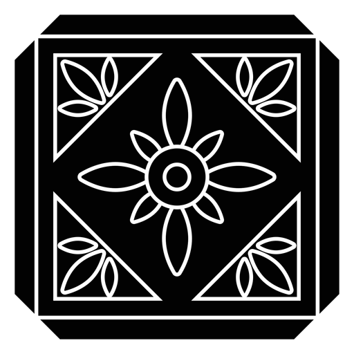 Quadratische Silhouette der Mosaikblütenblume PNG-Design