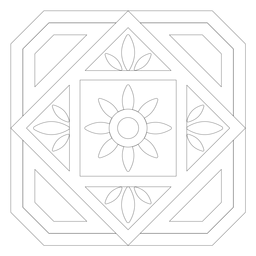 Linha de pétala de flor de círculo quadrado de mosaico Desenho PNG