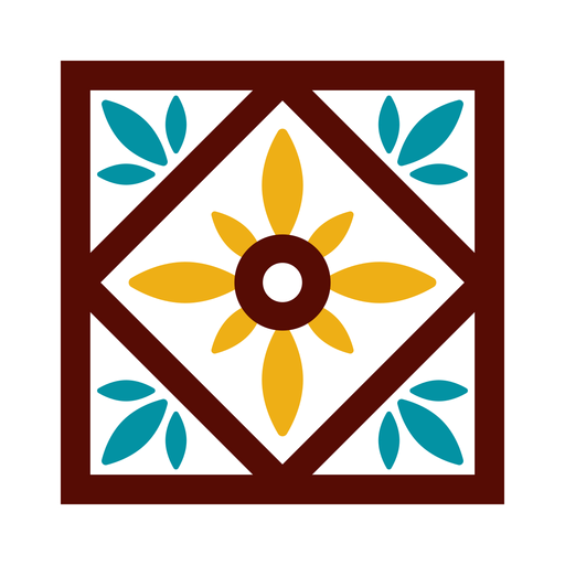 Mosaik quadratische Blütenblattblume flach PNG-Design