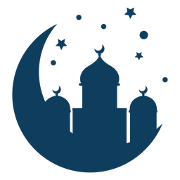Mezquita cúpula torre media luna estrella silueta