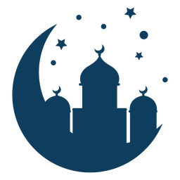 Mosque dome tower crescent night silhouette PNG Design
