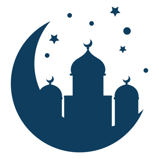 Mosque dome tower crescent night silhouette PNG Design
