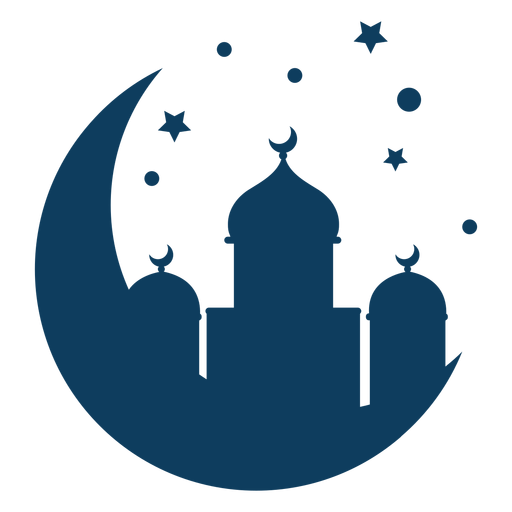 Ramadan Kareen Greeting With Crescent Moon And Mosque Silhouette