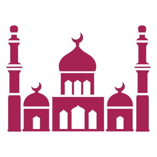 Mosque tower dome crescent detailed silhouette PNG Design