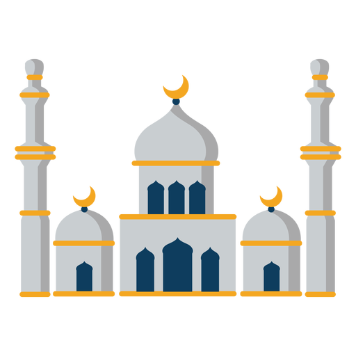 Mosque tower dome crescent flat PNG Design