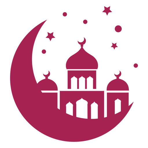Mezquita torre c?pula media luna estrella silueta detallada Diseño PNG