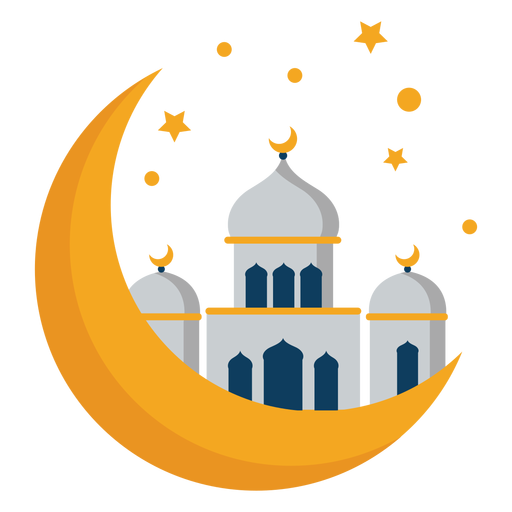 Mosque tower moon dome crescent flat PNG Design