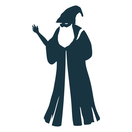 Old Man Sorcerer Wizard Cap Robe Beard Detailed Silhouette Transparent Png Svg Vector File