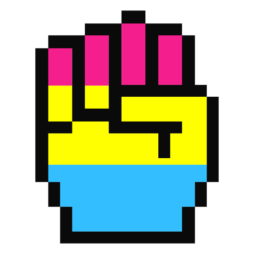 Pansexual hand finger fist stripe pixel flat PNG Design