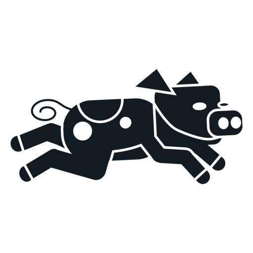 Oreja de cerdo pezuña hocico cola silueta detallada Diseño PNG