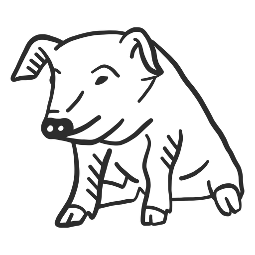 Doodle de pezuña de hocico de oreja de cerdo Diseño PNG