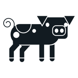 Pig tail hoof snout ear detailed silhouette PNG Design