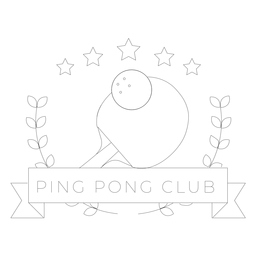 Ping pong club tennis ball racket star branch badge line PNG Design