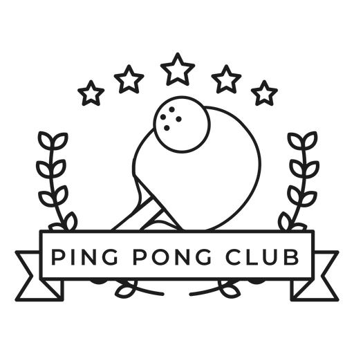 Ping pong club tennis ball racket star branch badge stroke PNG Design