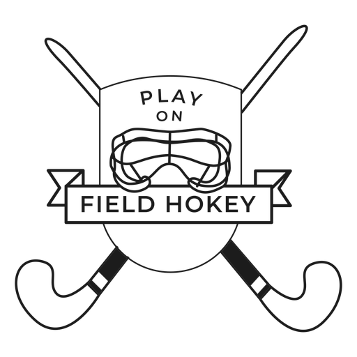 Jugar en el trazo de la insignia del casco del palo de hockey sobre c?sped Diseño PNG