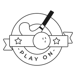 Play on stick ball badge stroke PNG Design