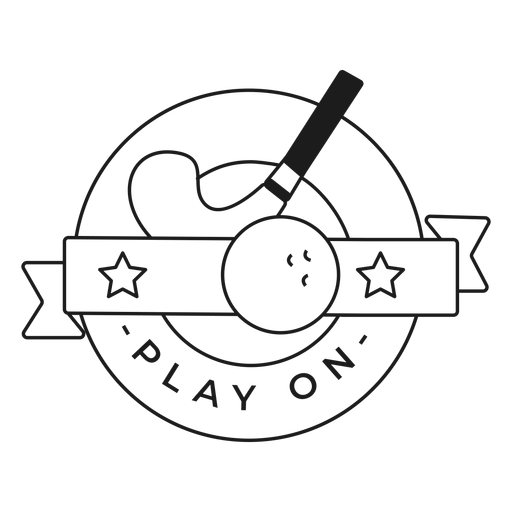 Play on stick ball badge stroke PNG Design