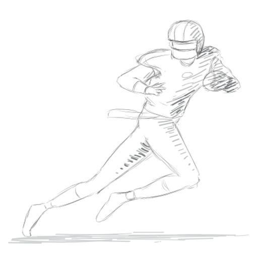 Bola de jogador correndo desenho de equipamento de capacete