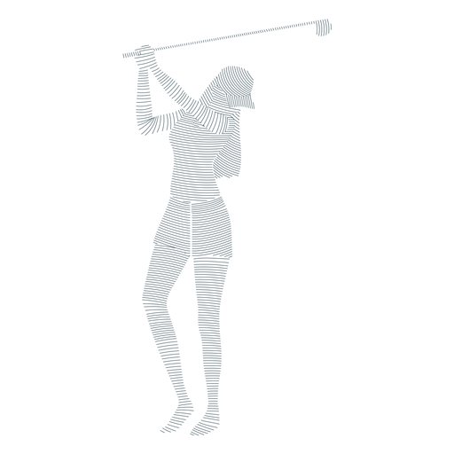 Jugador mujer pelo club gorra falda camiseta rayada silueta Diseño PNG