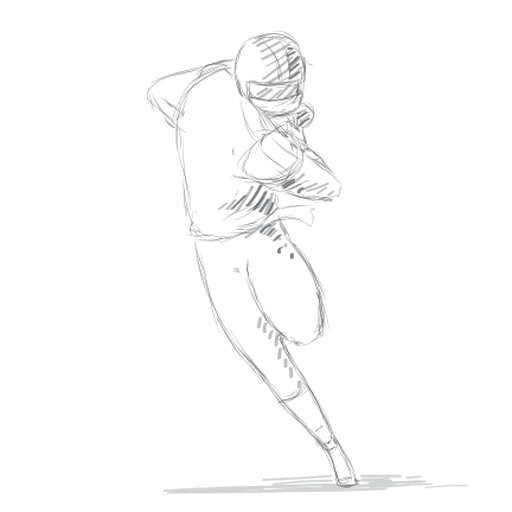 Jugador corriendo boceto de traje de casco de bola Diseño PNG