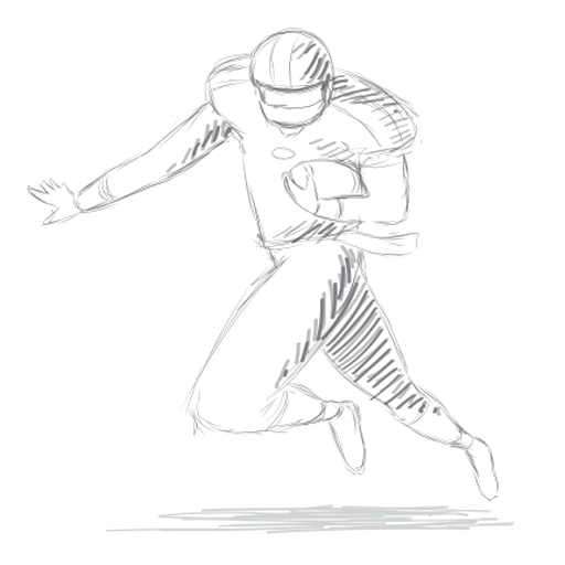 Player running helmet ball outfit sketch
