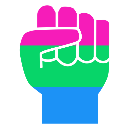 Polysexual hand finger fist stripe flat PNG Design